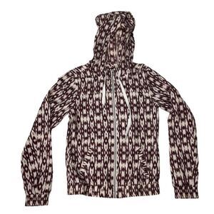 Empyre Hooded Windbreaker Brown White Aztec Full Zip Long Sleeve Size Small